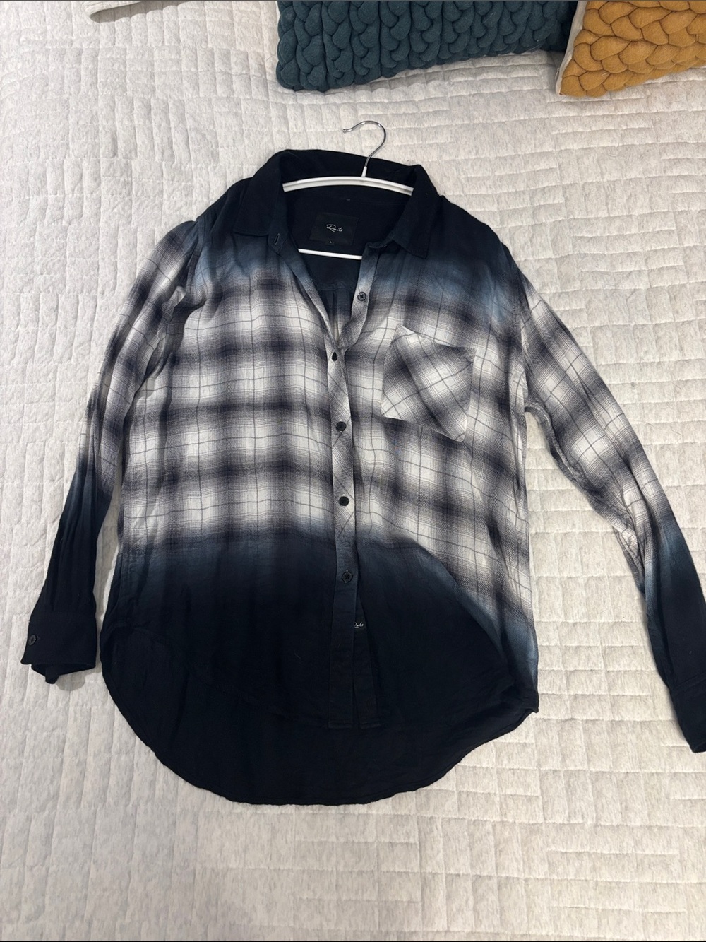 Rails Blue & White Ombre Plaid Button Down